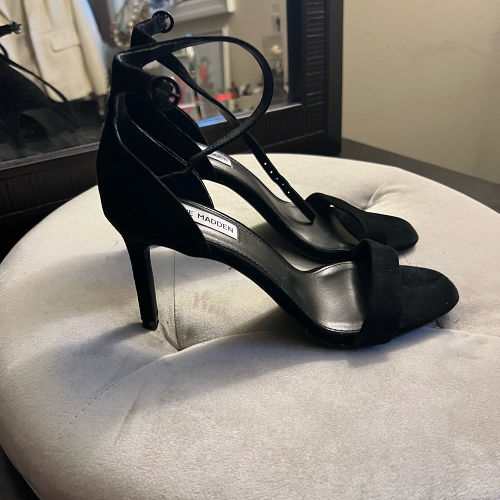 Black suede heels
